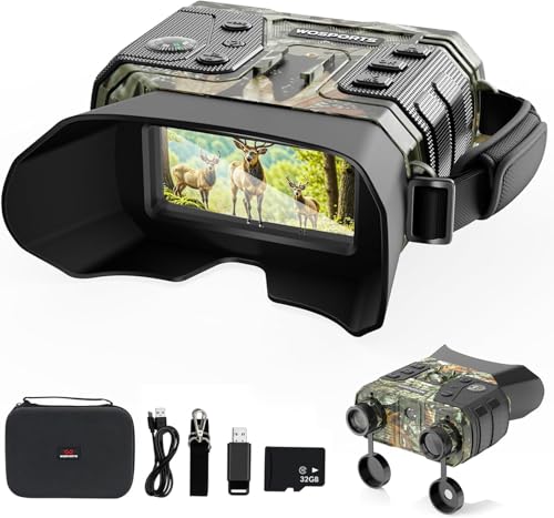 Image of WOSPORTS 4K Infrared Night Vision Goggles - 1300FT Range, 8X Digital Zoom, 32GB Card, 15H Battery, Suitable for Camping, Gift for Men - Camo