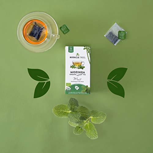 Miracle Tree - Organic Moringa Superfood Tea, 5 Pack Bundle, 5X25 Individually Sealed Tea Bags (Green Tea, Honey & Vanilla, Original, Lemon, Mint) #TOP5