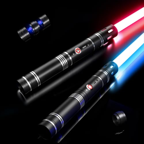 Viglaschill Lightsaber Toy Dueling Light Saber 20 Colors 4 Modes & Sounds 2-in-1 Detachable Type-C Rechargeable Real Lightsaber for Kids and Adults Cosplay Dress Up Parties (Silver Ring)