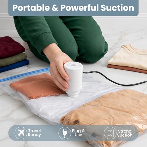 Image of enem Vacuum Storage Bags for Clothes Pack of 4 Bags (2 Large 100x80cm, 2 Small 80x24cm) | Space Saving Travel Vacuum Bags | Wardrobe Organizer & Clothes Storage Bags for Home, Travel