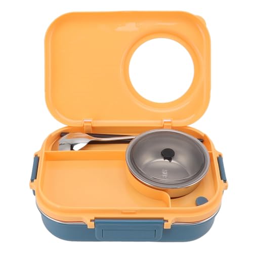 Lunch Box Termico Box in Acciaio Inossidabile con Design a Doppio Strato a 3 Griglie con Capacità di 1100 Ml, per Adulti, Adolescenti, Bambini, con Ciotola per Zuppa, per Pasti