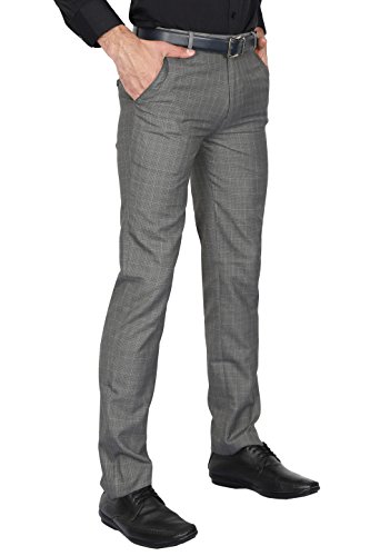 Image of Mc Henry Mens' Regular Fit Poly Blended Checkered Formal Trousers
