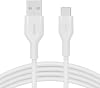 Belkin BoostCharge Flex Silicone USB-C to USB-A Cable (2 m), USB-IF Approved USB-C Charging Cable for iPad Pro, Galaxy S21, Ultra, Plus, Note 20, Pixel and Other Devices - White