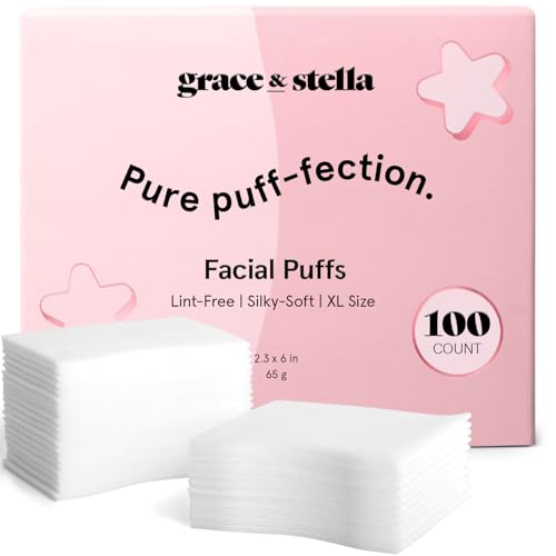grace & stella Face Pads for Toner Essence and DIY Mask (100 Count) - Soft Lint-Free Makeup Remover Pads - Durable Facial Pad for Skincare - Vegan Cruelty-Free