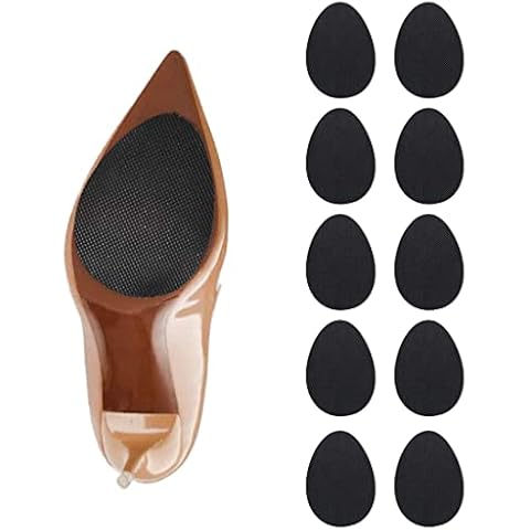 JJOnlineStore - 5 Pairs Anti-Slip Self Adhesive Stick on Shoe Grip Anti Slip Shoe Pads Non-Slip Rubber Sole Protectors Stick On Soles for Ladies Shoes/Men's Shoes/High Heels Black Cover