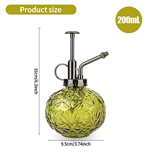 Spuitfles van glas, plantensproeier, vintage plantenspuit, gieter voor vetplanten, gietfles met pomp, plantenspray van glas voor tuinplanten (groen) - Afbeelding 3