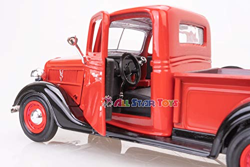 Motormax 1937 Ford Pick Up Truck rojo con negro 1:24 miniatura 5