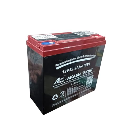 Image of AKASH Electric Scooty Free Sealed Lead Acid Battery 12V 32.9Ah(Black RED) SMF Battery 32 Ah Battery for Bike