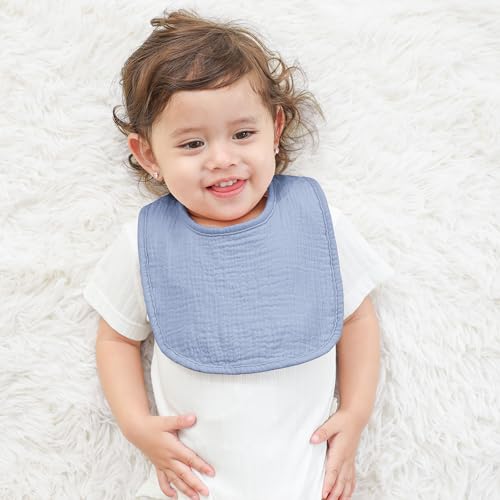 Image of Susurration Muslin Baby Drool Bibs 6Pack Soft Square Adjustable Baby Bandana Bibs for Unisex Girls & Boys
