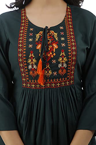Image of DMP FASHION Women's Rayon Classic Heavy Embroidery Top with Beautifull Tassels at Front and on Both Sleeves
