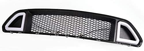 CHEDA Mesh Front Bumper Upper Hood Grille, Compatible With 2015-2017 Ford Mustang, With DRL LED White Light
