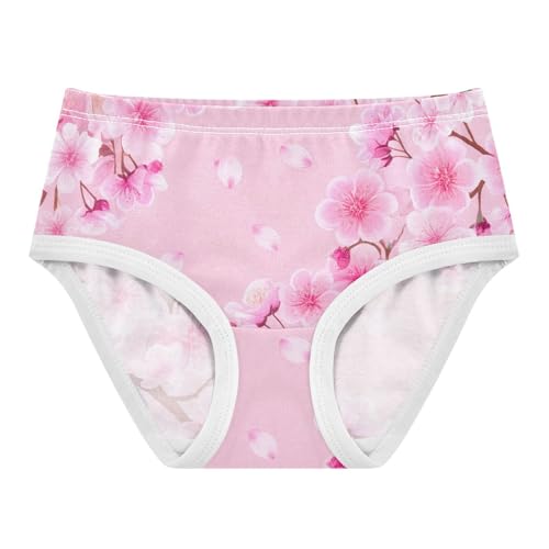 Pink Cherry Blossom Flowers Petal Panties Little Girl Toddler Girls Underwear Cotton Florals Briefs Kids Undies 2t