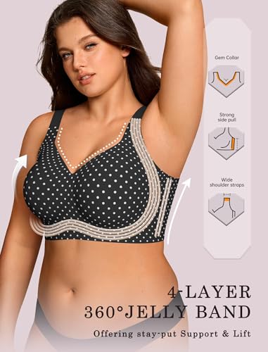 Image of OEAK Womens Wireless Jelly Bras Plus Size Support Push Up Comfortable Bra