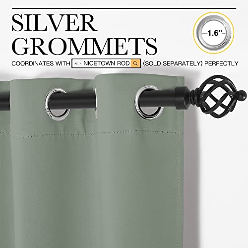 Image of NICETOWN Window Curtain Panels, Thermal Insulated Solid Grommet Blackout Draperies /Drapes for Basement (Sage Green, 1 Pair, 34 by 54-inch)