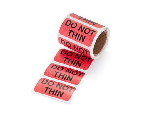Carstens Medical Stickers – Do Not Thin Alert and Instruction Labels for Medical Charts, Red and Black, Roll of 100 Patient Chart Labels, W1.5