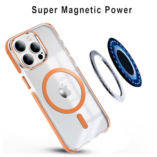 Image of MINTZZ ️ for iPhone 14 Pro Case, Compatible with MagSafe, Military-Grade Protection, Yellowing Resistant, Scratch-Resistant TPU Back, Magnetic Phone Case (Orange, iPhone 14 Pro)