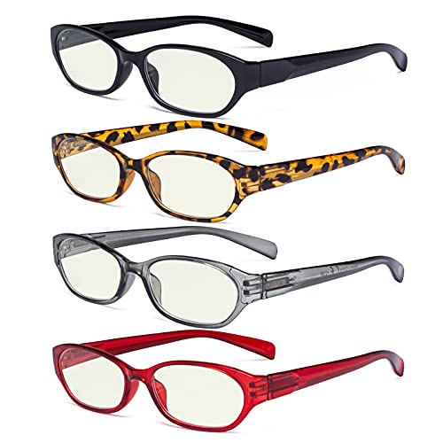 Image of Eyekepper 4 Pack Computer Reading Glasses Women - Spring Hinge Ladies Blue Light Blocking Readers +1.25