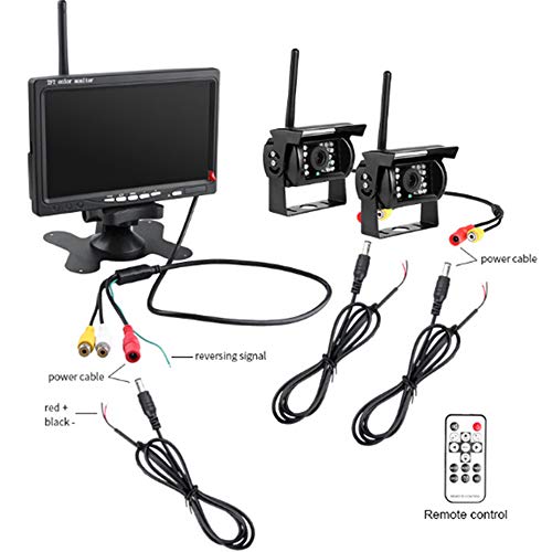 7 inch monitor draadloze auto achteruit achteruit dubbele back-up achteruitrijcamera voor vrachtwagens bus graafmachine… - Image 3