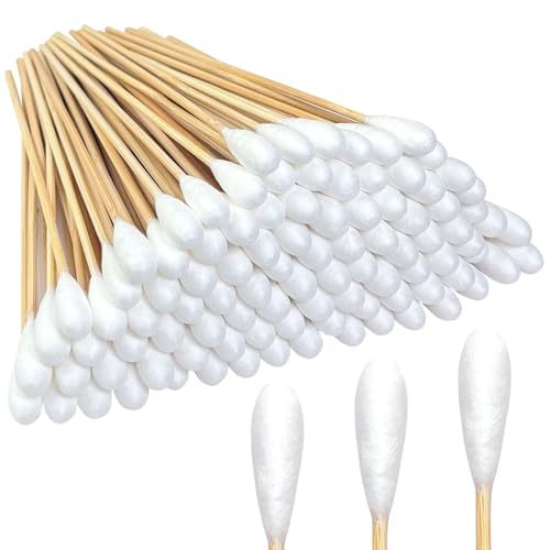 100 Pcs Large Cotton Swabs for Pet Care, 6 Inch Long Cotton Swabs with Bamboo Handle, Professional Dog Ear Swabs, Absorbency Big Cotton Tips, Pet Cleaning Solution Supplies 100 Pcs Large Rou