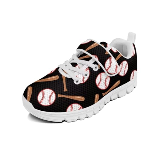 Kids Shoes, Boys Girls Sneakers Lightweight Athletic Walking/Running Tennis Shoes(Little Kid/Big Kid) White Sole Baseball Pattern