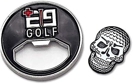 review E9 GOLF - Bottle Opener Ball Marker - Two in One Coin Features Sugar Skull Small Mark