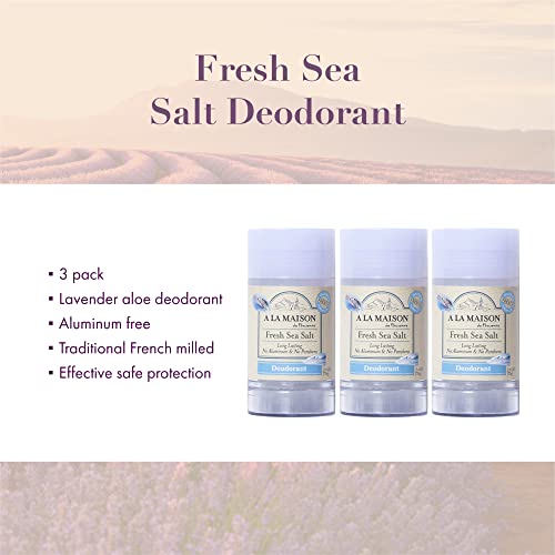 Image of A La Maison Natural Deodorant, Traditional French Formula with Shea Butter, Coconut & Essential Oils, Aluminum-Free, Vegan, Long-Lasting Odor Protection (2.4 Oz, 2Pack, Lavender Aloe)