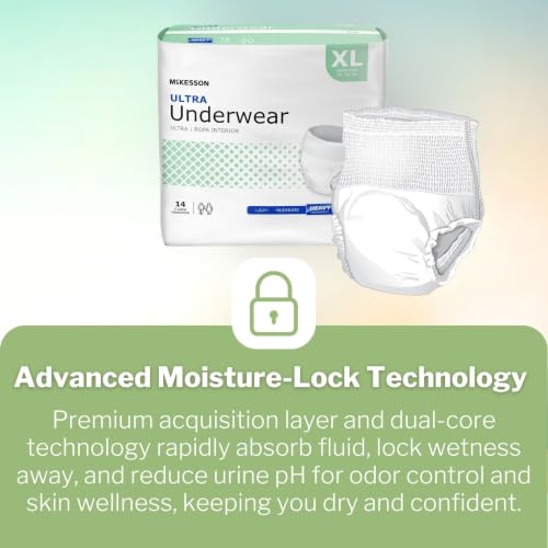 Image of McKesson Ultra Adult Incontinence Underwear, Heavy Absorbency, 68 in, 56 ct