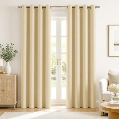 Deconovo 100% Blackout Curtains 45 Inch Long for Bedroom with Black Liner