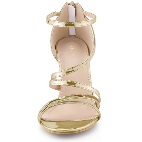 Allegra K Women's Strappy Ankle Strap Back Zip Stiletto Heel Sandals2