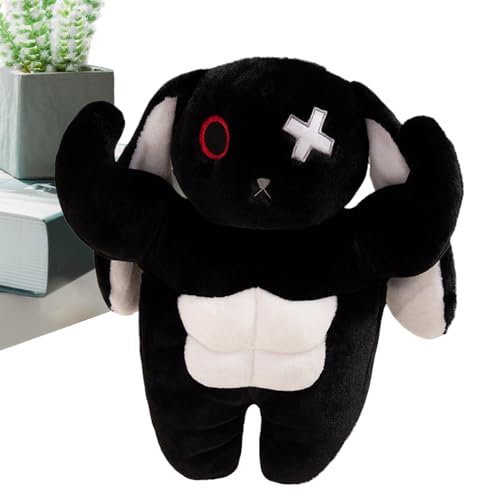 Lapin en peluche musclé effrayant | Doudou original et doux pour déco de salon
