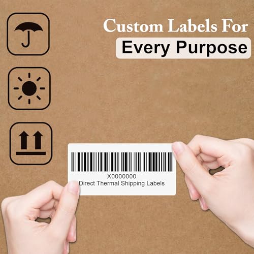 Image of GLUN Direct Thermal Barcode Label Sticker Size 60mm x 40mm, 1000 Labels, Pack of 2 Roll, Direct Thermal White Self Adhesive Sticker for Labeling & Barcoding