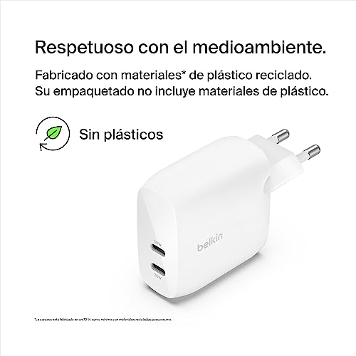Cargador USB-C doble Belkin de 60W compatible con iPhone 16 y iPad 4