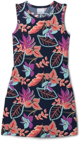 Columbia Girls' Chill River Printed Dress, Hot Coral Pasteled, 2 Years