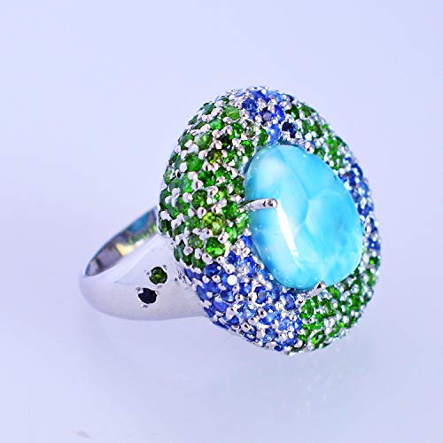 Bague larimar bleu véritable en argent 925, le cadeau idéal