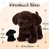 MorisMos 4 stücke Labrador Retriever Plüschtier Set, 40cm riesen Hund Kuscheltier Stofftier XXL Realistisch mit 3 Babys welpen im Bauch, Plüschhund Weihnachten Geschenk für Kinder Baby
