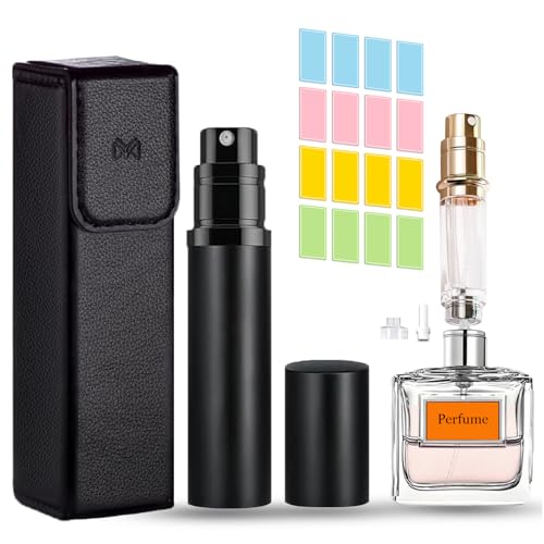 Lista de Caracteristicas de Un Perfume de esta semana. 45 Atomizador de Perfume Rellenable Portátil, 5 ml Mini Frasco de Perfume Dispensador Viaje en Spray Recargable, con Funda y Adaptador