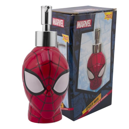 Recopilación de Mano de spiderman - solo los mejores. 25 FUNKIDS 1784-17 Dispensador de Cerámica para Jabón Líquido Recargable, Colección Disney Marvel, Dispensador Recargable de Jabón Modelo Cabeza Spider Man, Capacidad 335 Ml con...