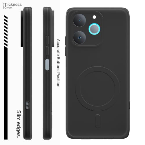 Image of Pikkme Back Cover for Realme P4 Lite 4G Soft Matte Silicone Mag-Safe Design (Mag-Safe Not Support) Camera Protection | Slim Fit Bumper Cover (Black)