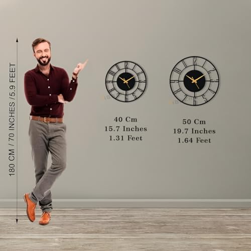 Image of vissera Designer Metal Wall Clock for Living Room | Antique Stylish Fancy Decorative Big Size Wall Watch for Bedroom, Office, Kitchen, Dining, Hall and Decor