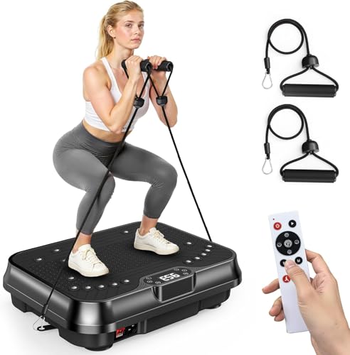 Image of Bigzzia Vibration Plate Exercise Machine 10 Modes Whole Body Workout Vibration Fitness Platform w / Loop Bands Jump Rope Bluetooth Speaker Home Training Equipment for Weight Loss & Toning