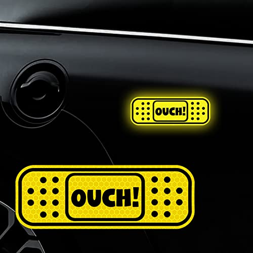 6 Pack Bandaid Stickers, Nouiroy Car Reflective Sticker,4.8 * 1.7In Ouch Bandaid Sticker For Car Dent Scratch Cover Band Aid Decals Adhesive Vinyl Decal,Yellow #TOP1