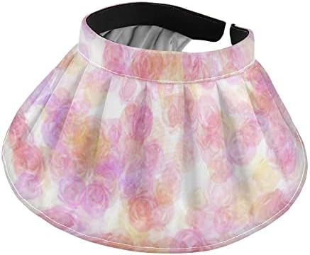 ElliTarr Sun Visor Hat for Women UV Protection Women's Sun Hats Wide Brim Topless Foldable Waterproof Fishing Garden Beach Rose Pastel