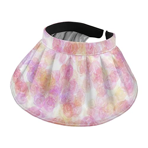Ellitarr Sun Visor Hat For Women Uv Protection Women's Sun Hats Wide Brim Topless Foldable Waterproof Fishing Garden Beach Rose Pastel #TOP21