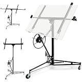 Drywall Lift, 150lb Drywall Lift Jack with Wheels - 11FT Adjustable Steel Sheetrock Hoist for Ceiling & Wall Installation - Heavy Duty Panel Lifter for Pros & Homeowners