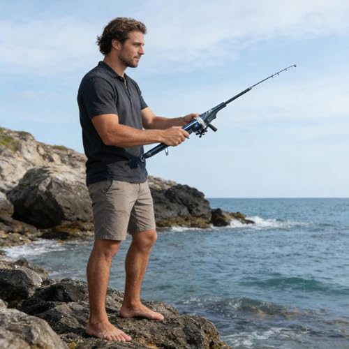 Combo de pesca con mango telescópico plegable ergonómico para máxima comodidad 2