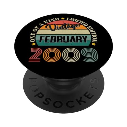 15 Años Vintage Febrero 2009 15th Cumpleaños Retro PopSockets PopGrip Intercambiable