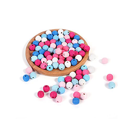 100PCS Farbige Holzperlen, Runde Holzperlen, Holzperlen, Bunte Holzperlen, Bunt Holzkugeln Runde, Holzperlen zum Basteln, für DIY Schmuck Herstellung Arts Crafts Halskette Cover