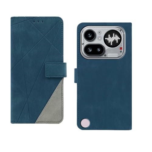 Image of amazon basics Nothing Phone 4A Pro 5G Flip Cover | Card Pockets Wallet & Stand | Flip Cover for Nothing Phone 4A Pro 5G (Blue with Grey)