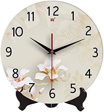 Table Clock Clock Ceramic Chinese Mute Desk Clock Desktop Table Clock Desktop Ornaments Home Bedroom Clock Wall Clock 10.03/11.81 Inches Desk Clock (Brass 2) (1 2)