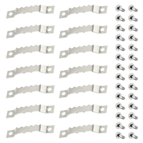 Image of 100 Pcs Sawtooth Hangers Picture Hanging Kit 1.77in Sawtooth Picture Hangers Picture Hooks with Screws Picture Frame Hangers for Photos Artwork Clock (Silver /XK-JC)